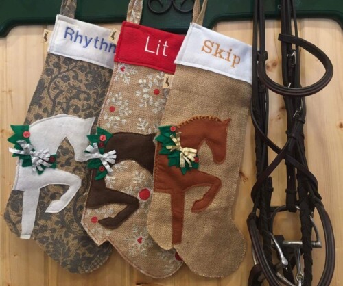 Gold Glitter Equestrian Collection Holiday Stocking