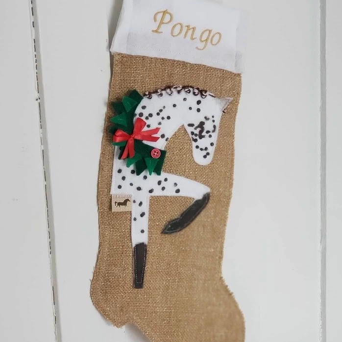 Gold Glitter Equestrian Collection Holiday Stocking